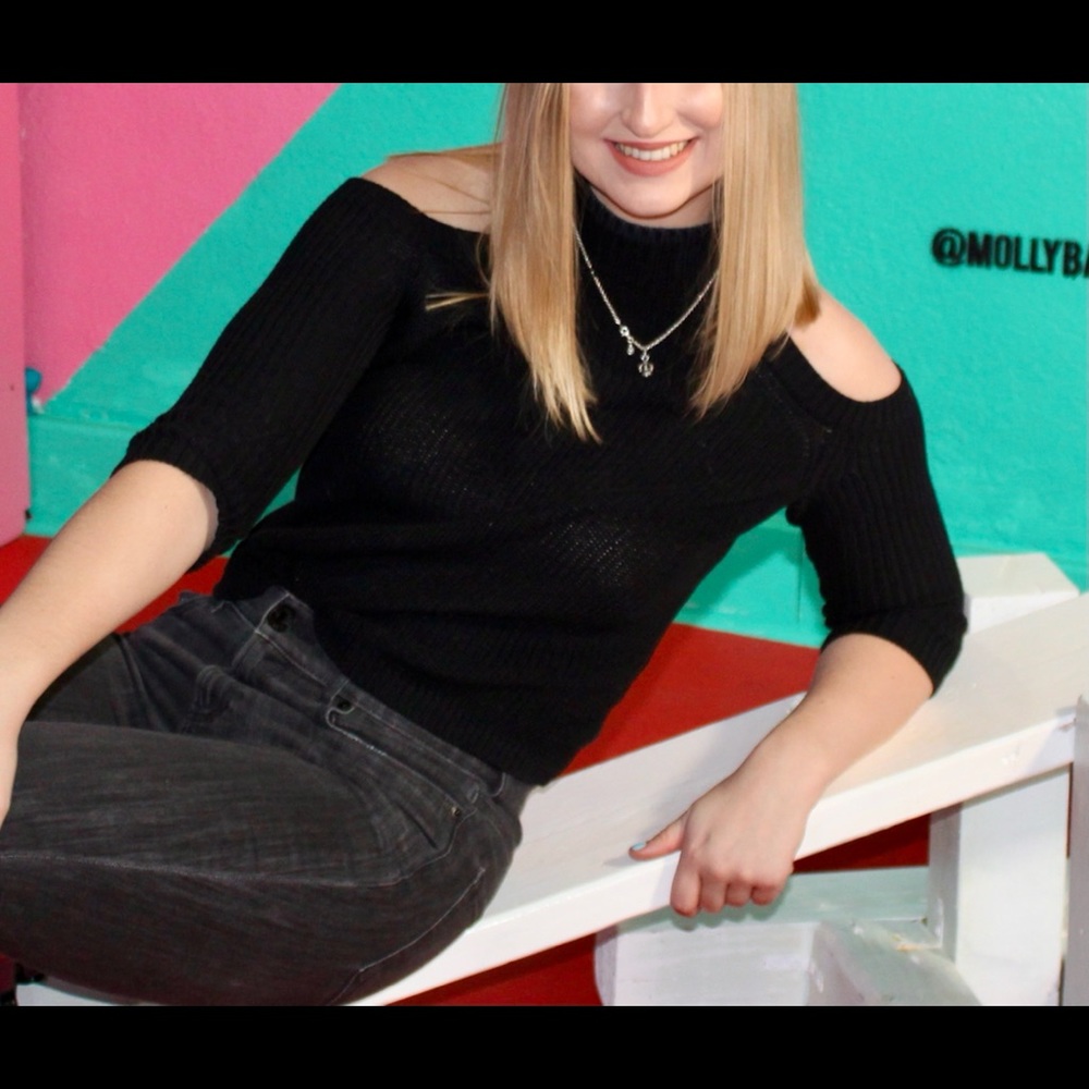 Express Black Cold Shoulder Sweater
